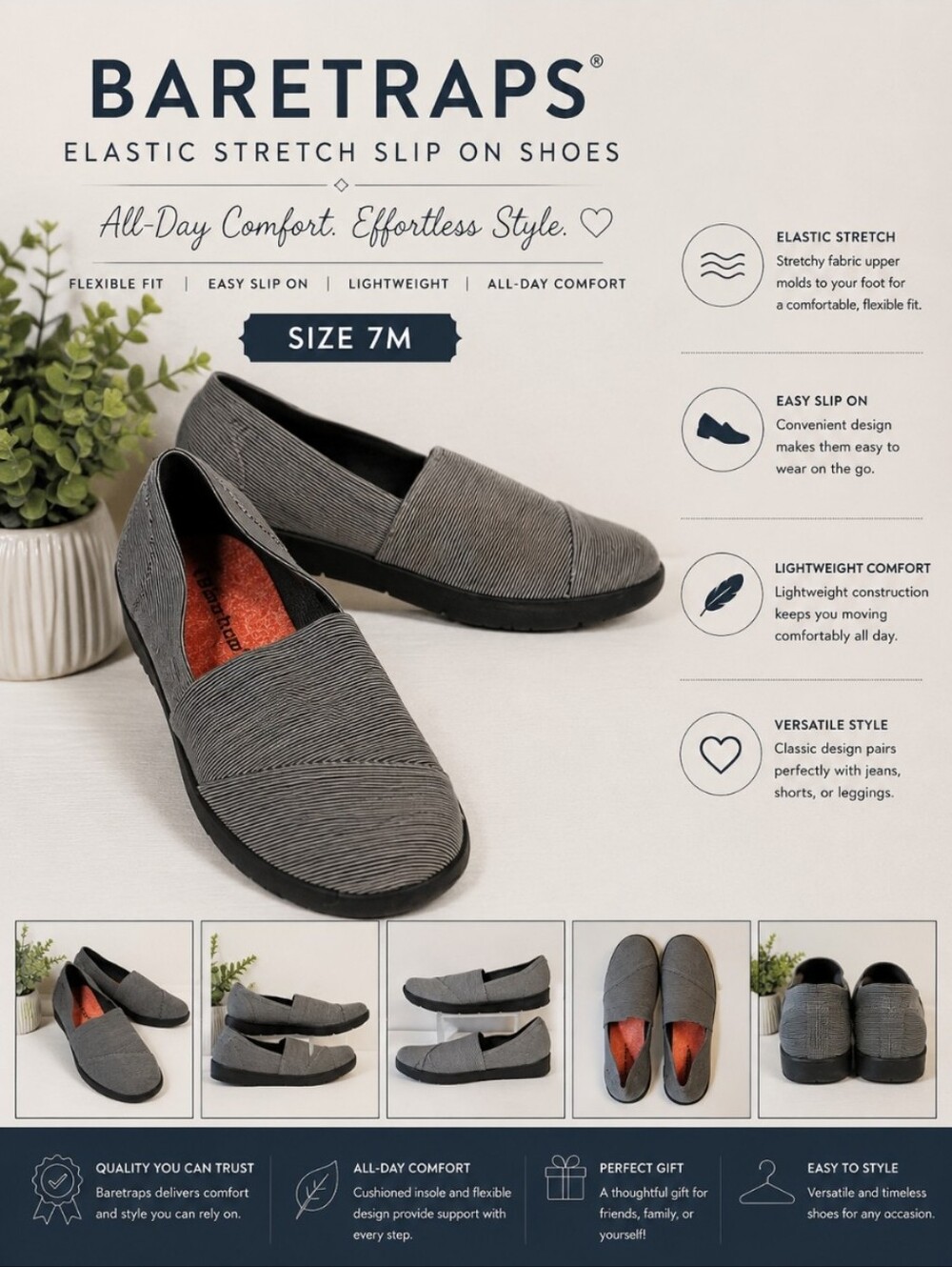 BARETRAPS Elastic Stretch Slip On Shoes 7M